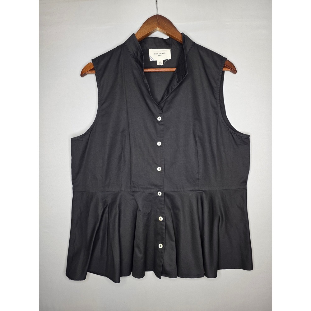 Pomander Place Black Paulina Top XXL Peplum Classic Summer